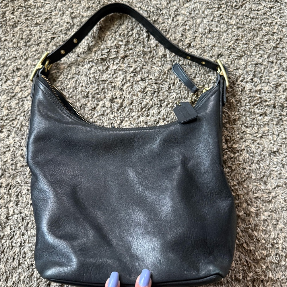 Coach Classic Black Leather Hobo Bag